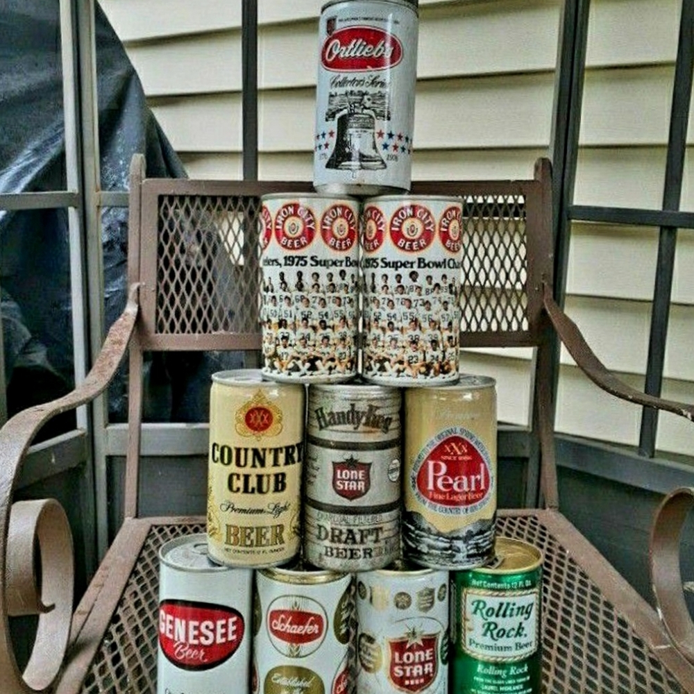 10 thin seamed steel beer can collection